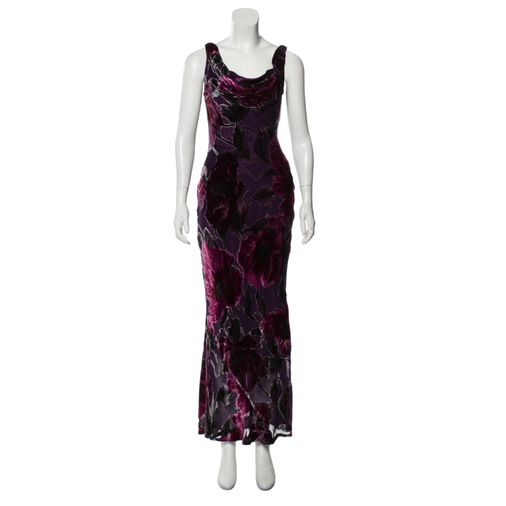 Haute Hippie Purple Cowl Neck Printed Velvet Dress